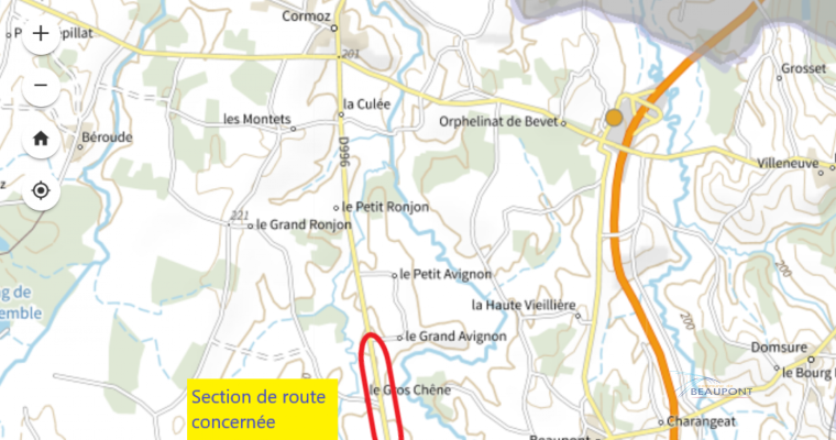 Actualité de Beaupont : Travaux département - proximité Beaupont, sur Cormoz