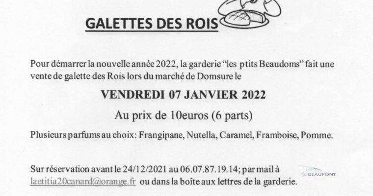 Actualité : Vente de galettes des rois (sur réservation)